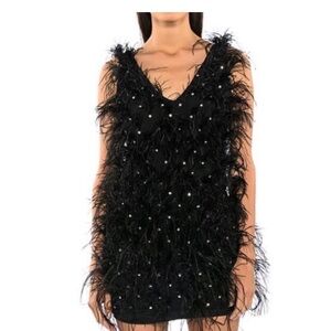 AKIRA Label Rendezvous Sleeveless Feather Mini Dress